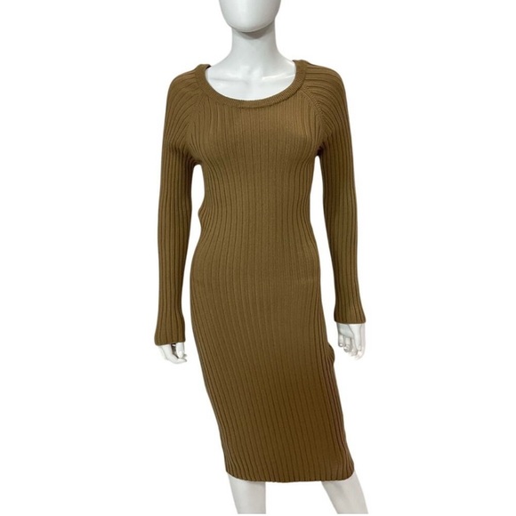 Valentina Camel Long Sleeve Knit Dress - Picture 3 of 4
